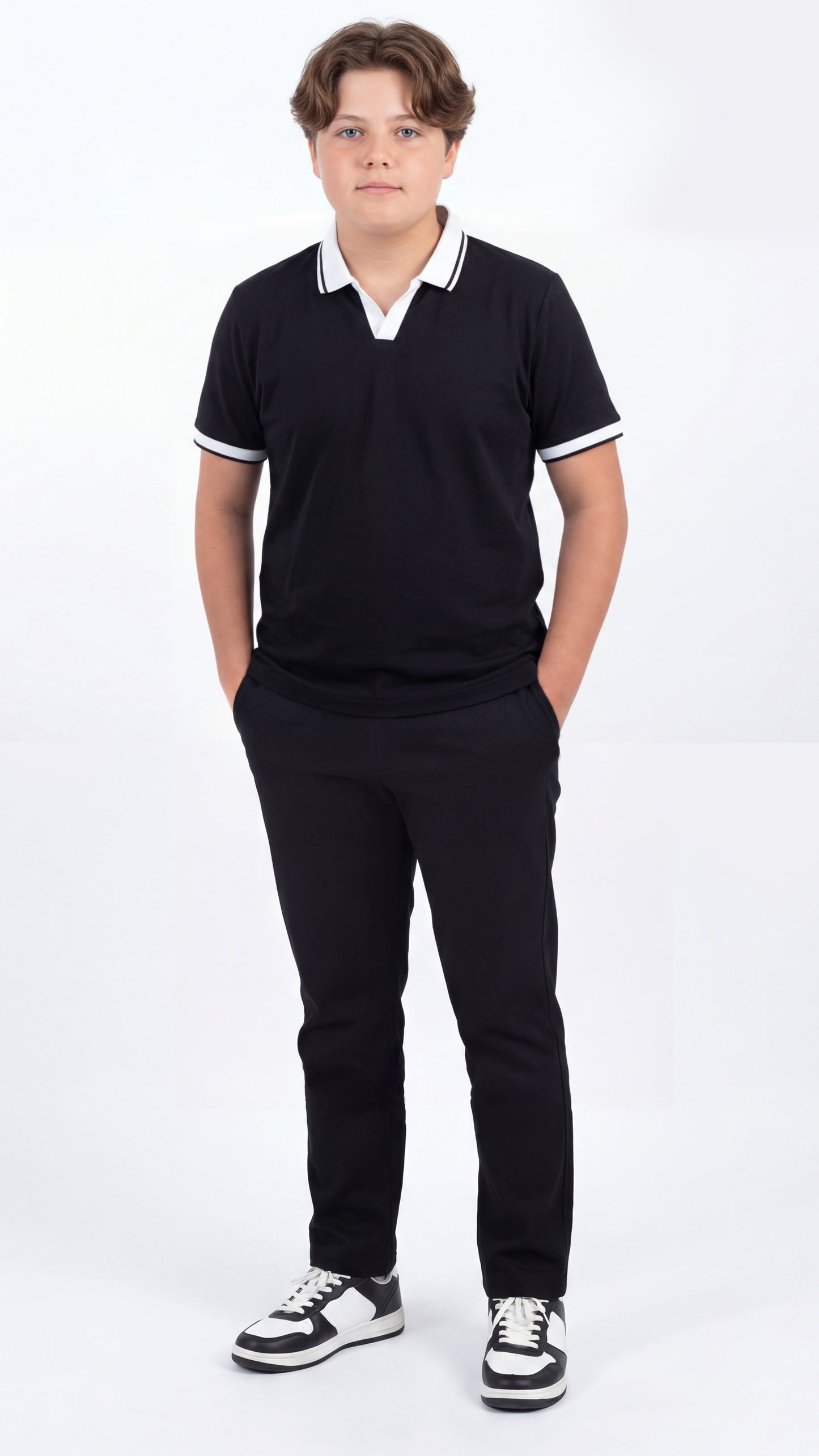 Black Johnny Collar Polo