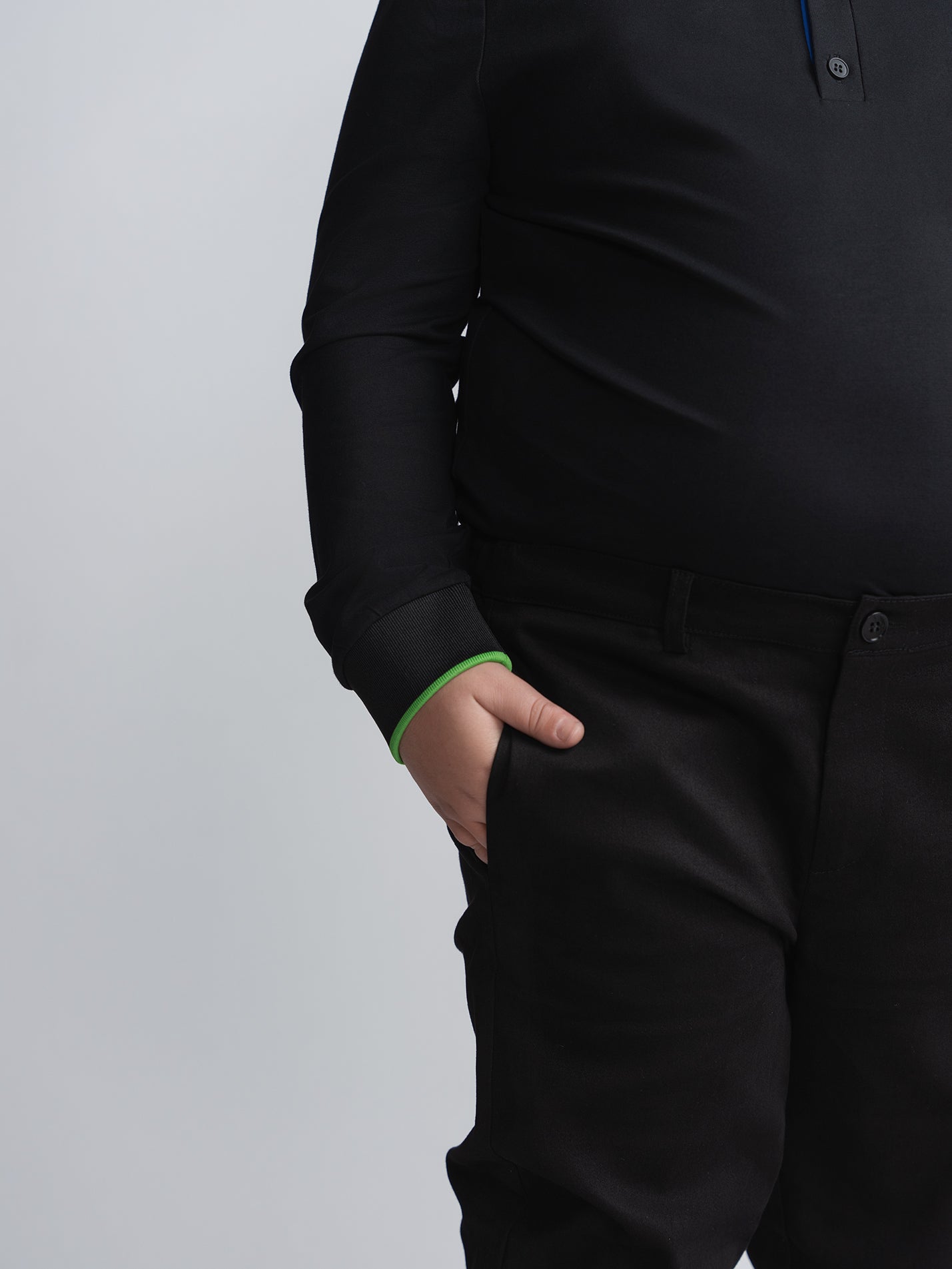 Black Cotton Chino Pants