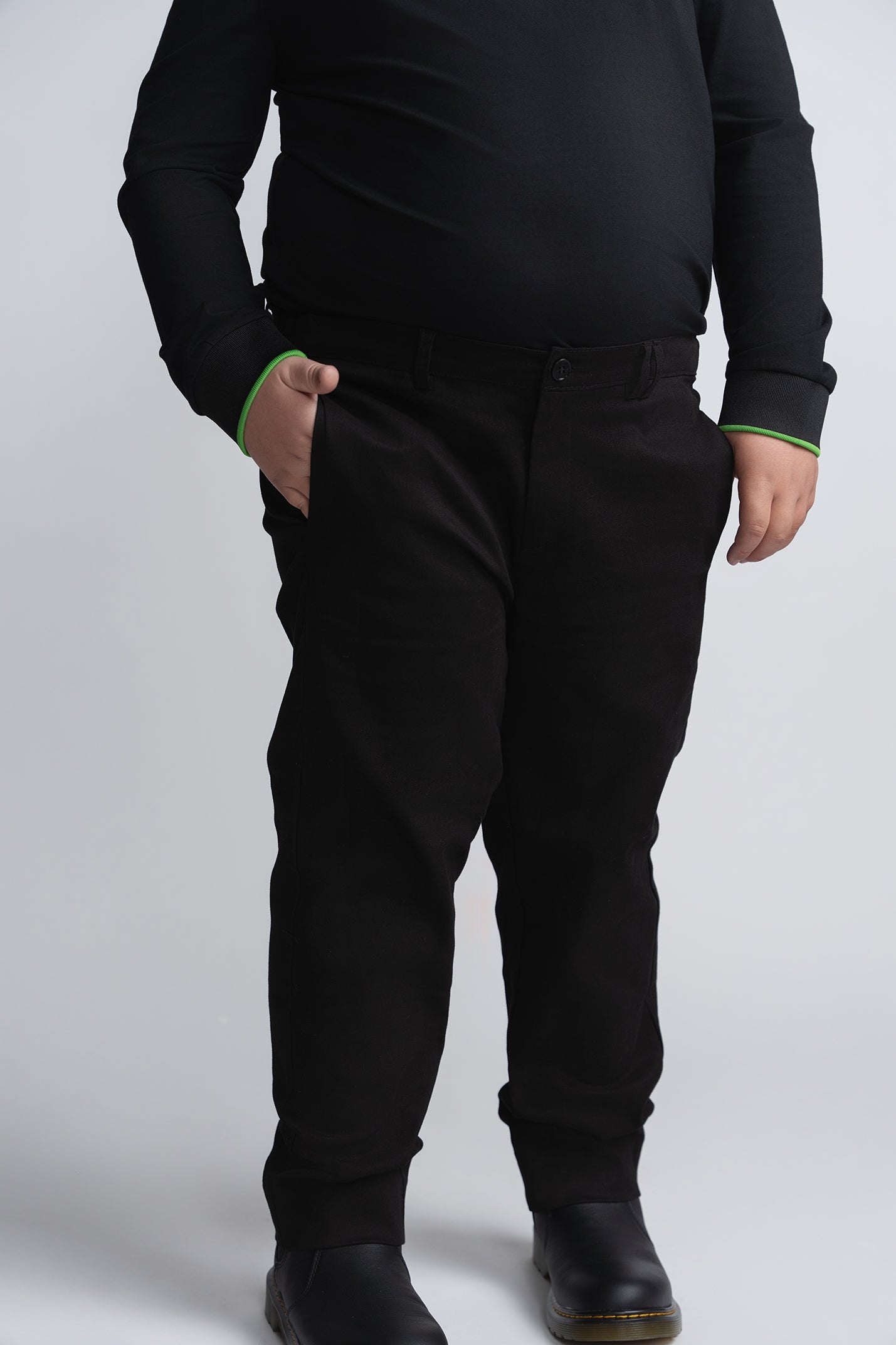 Black Cotton Chino Pants Husky Boys