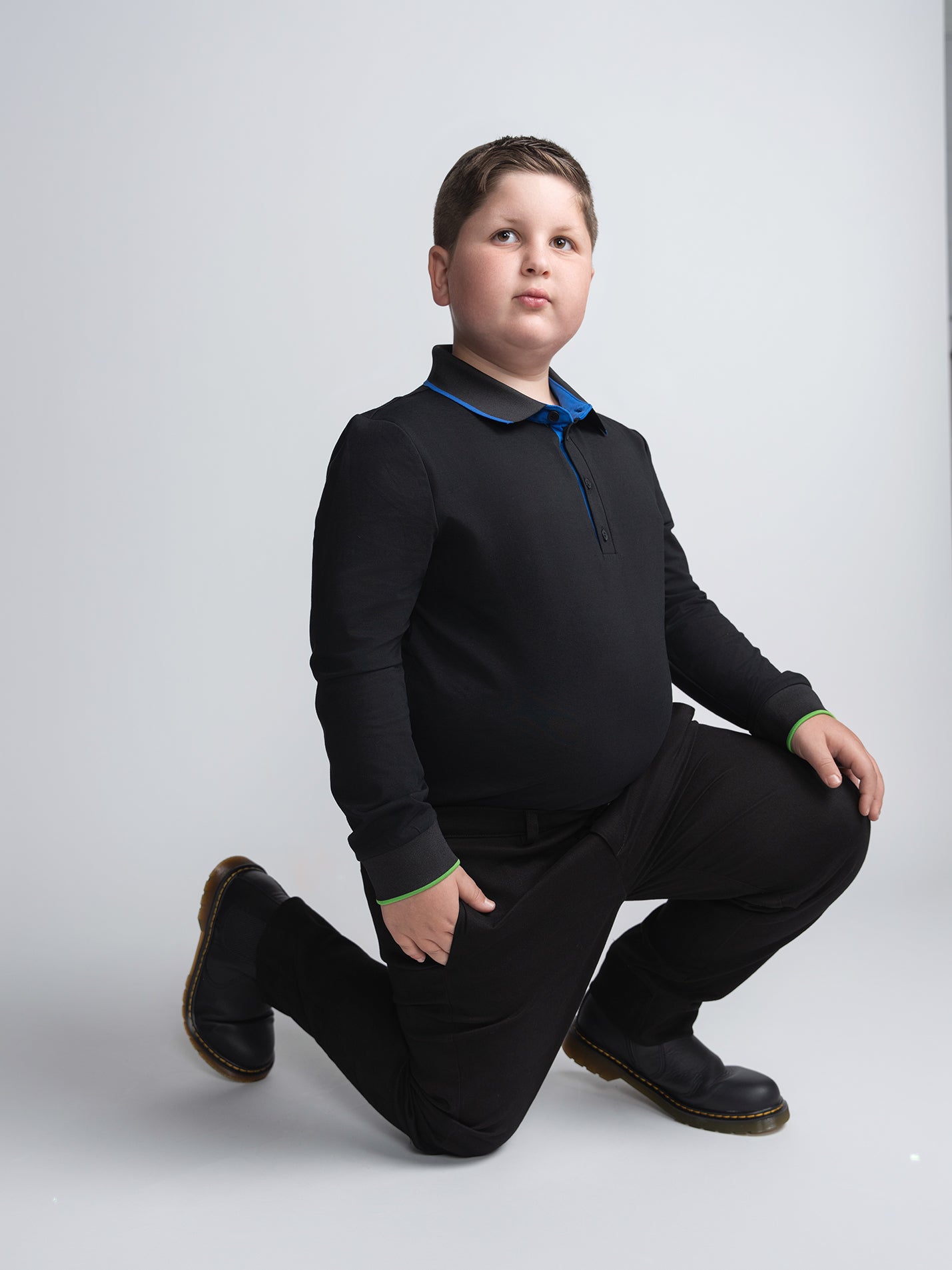 Black Cotton Chino Pants Husky Boys