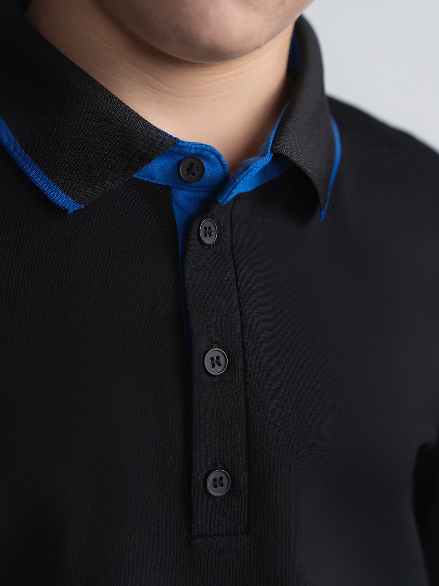 Black Polo With Demin Trim Husky Boys