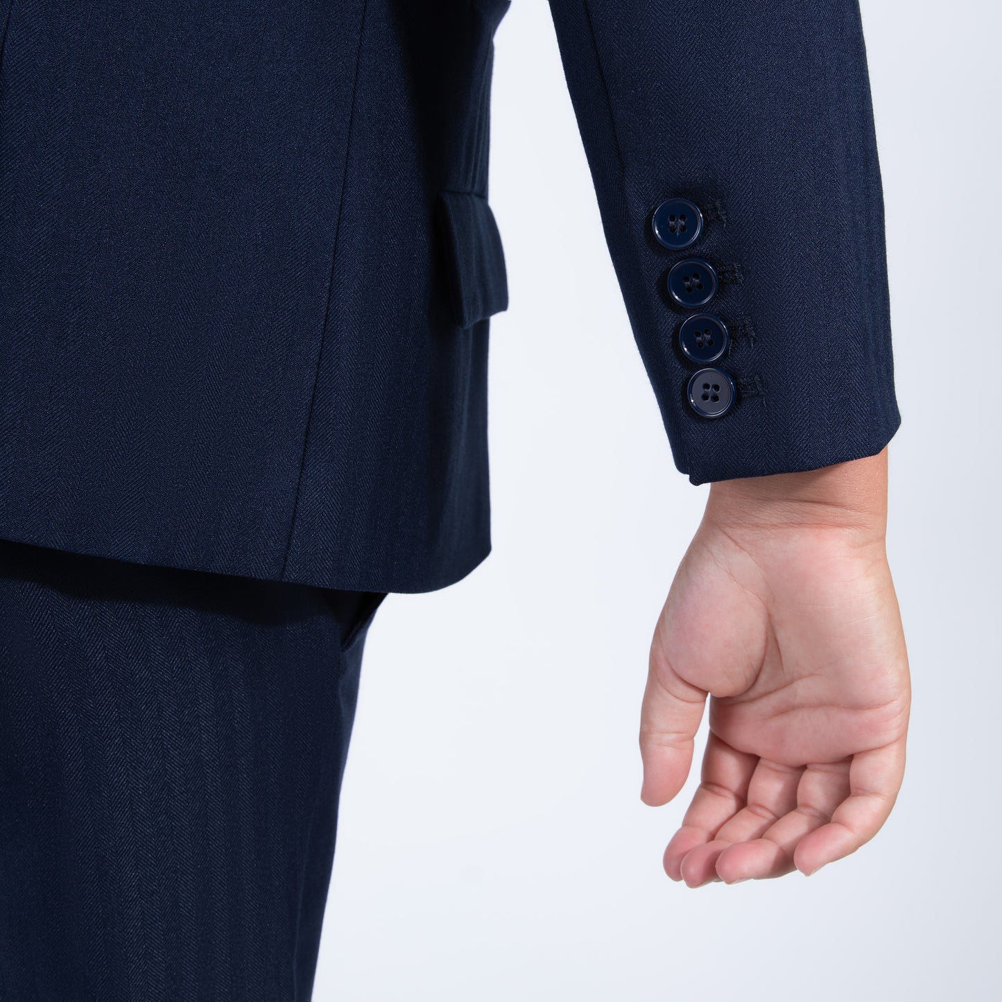 Mofi Husky Boys Navy Pinstripe Blazer cuff