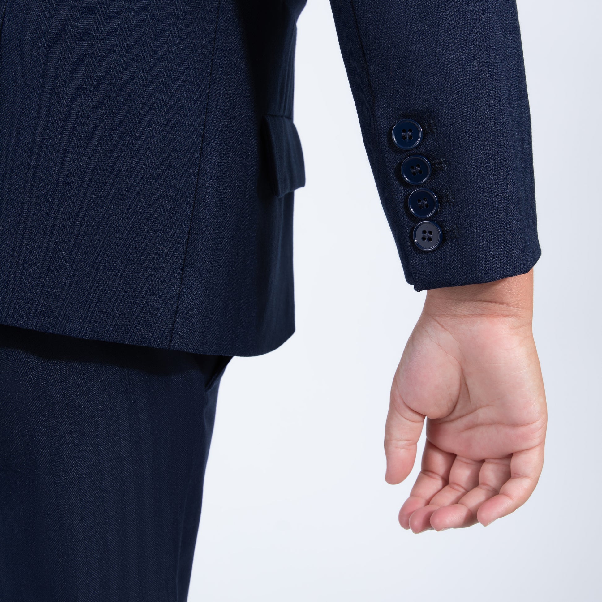 Mofi Husky Boys Navy Pinstripe Blazer cuff