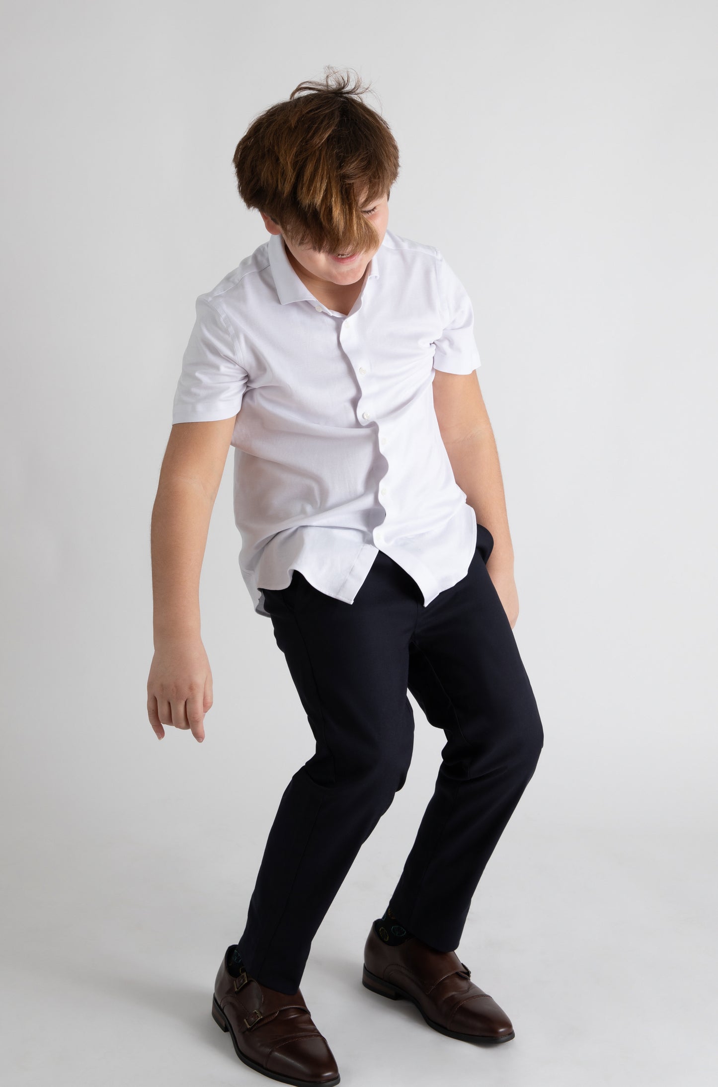 White Knit Dress Shirt Short Sleeve