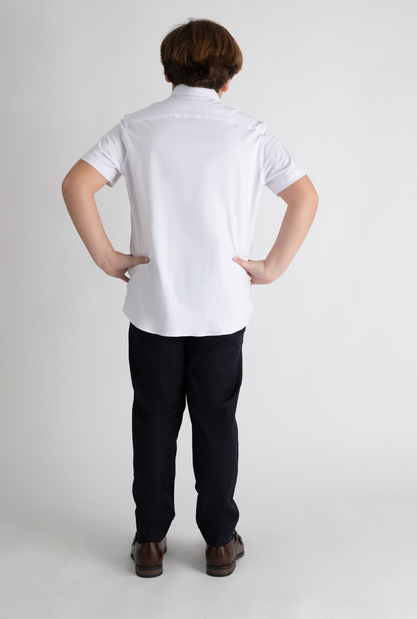 White Knit Dress Shirt Short Sleeve