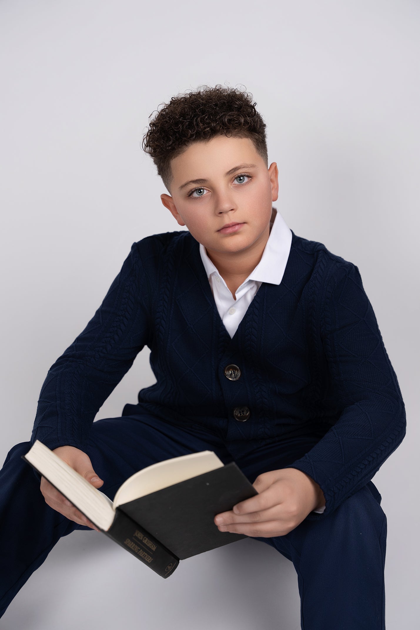 Navy Chunky Knit Cardigan Husky Boys