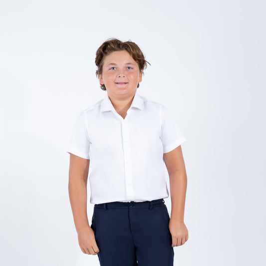 White Non-Iron Short Sleeve Dress Shirt Husky Boys