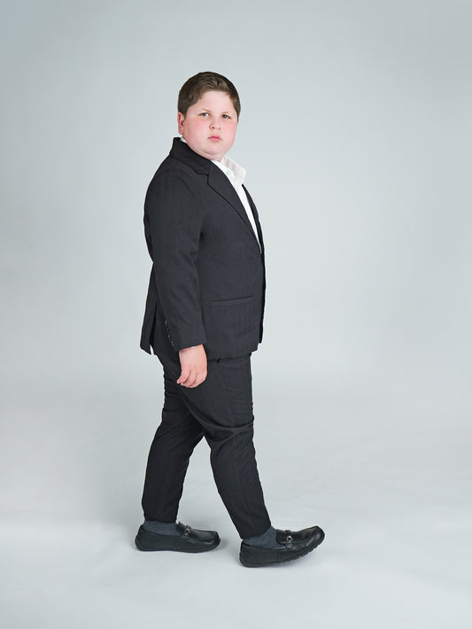 black on black blazer side view husky boys