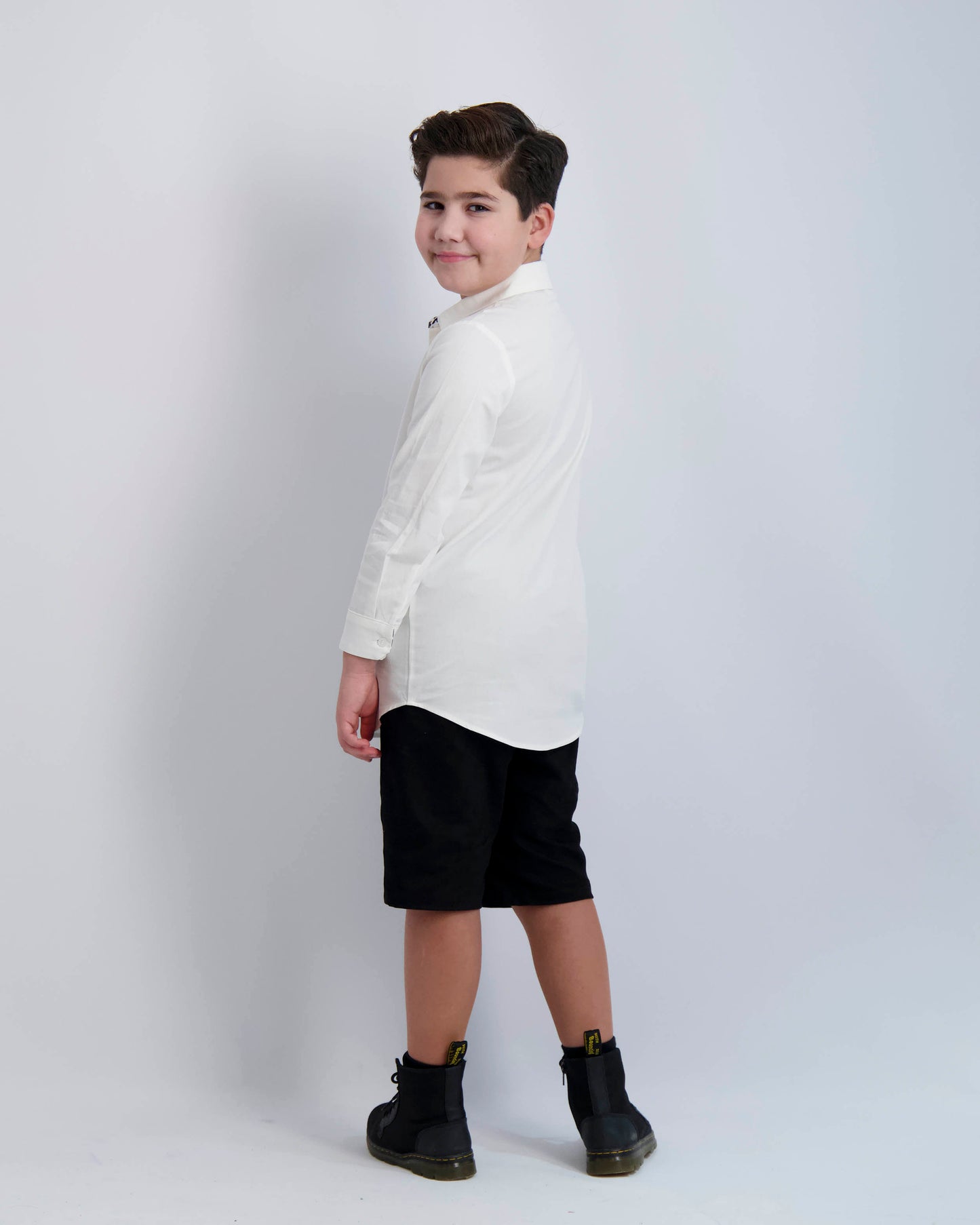 Long Sleeve Dress Shirt with Houndstooth Contrast
