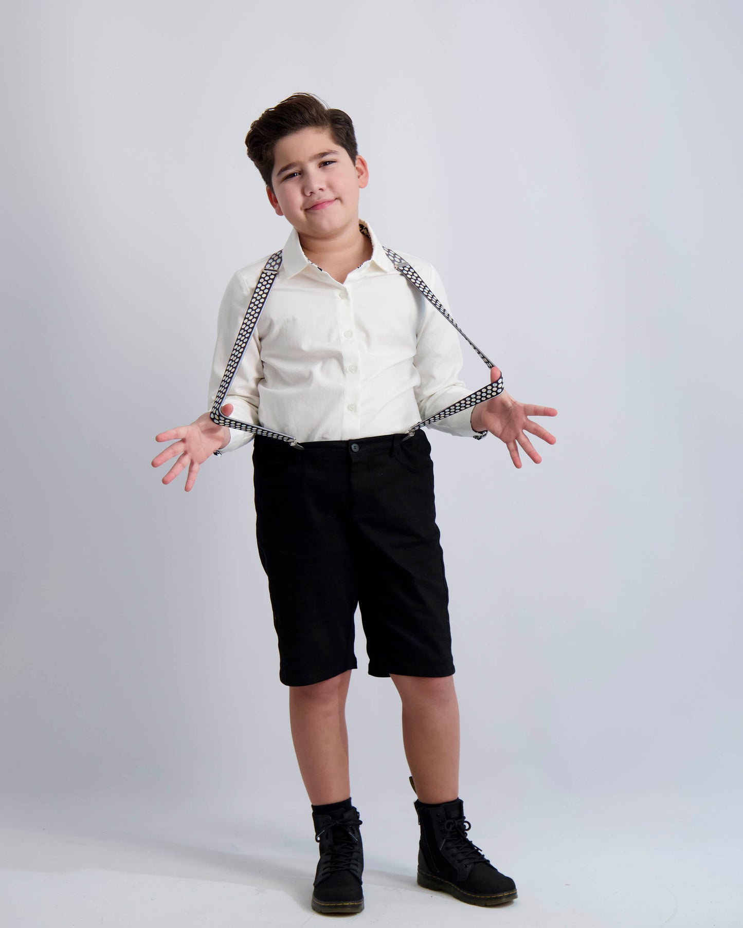 Long Sleeve Dress Shirt with Houndstooth Contrast