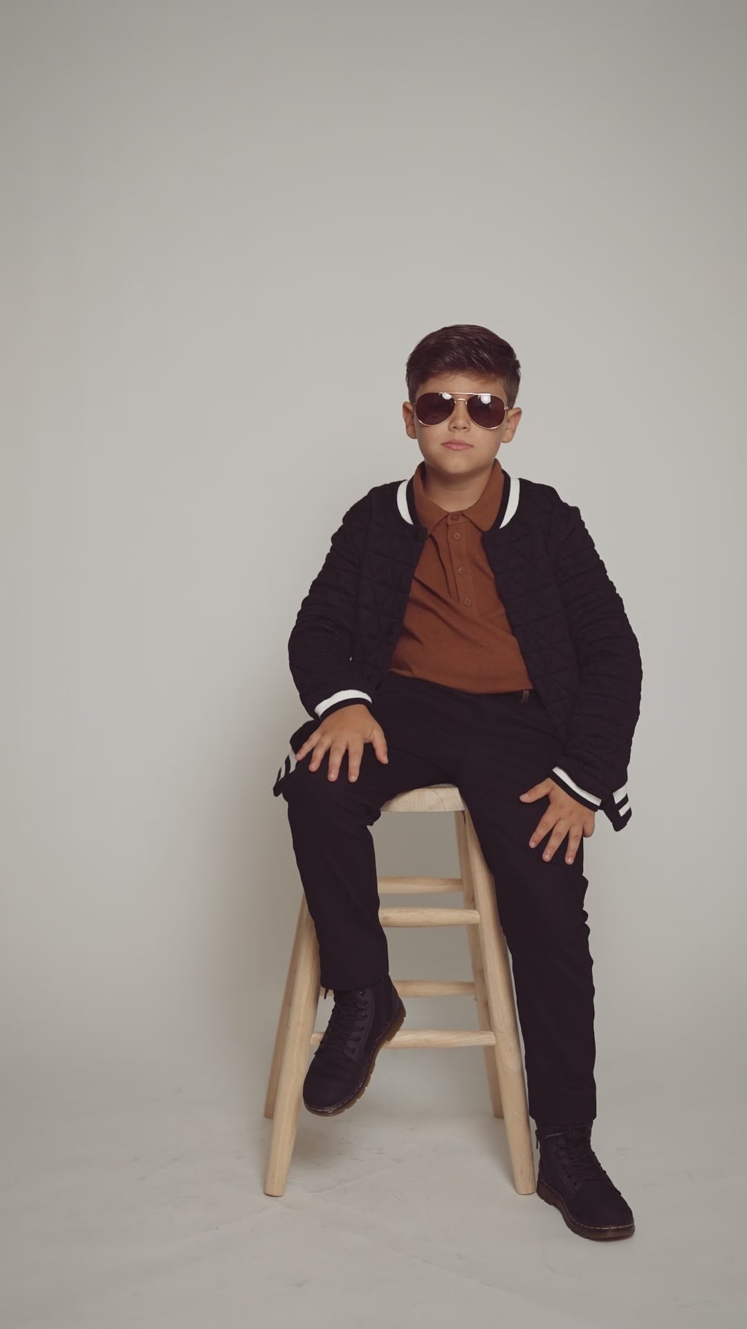 Black Varsity Bomber Husky Boys