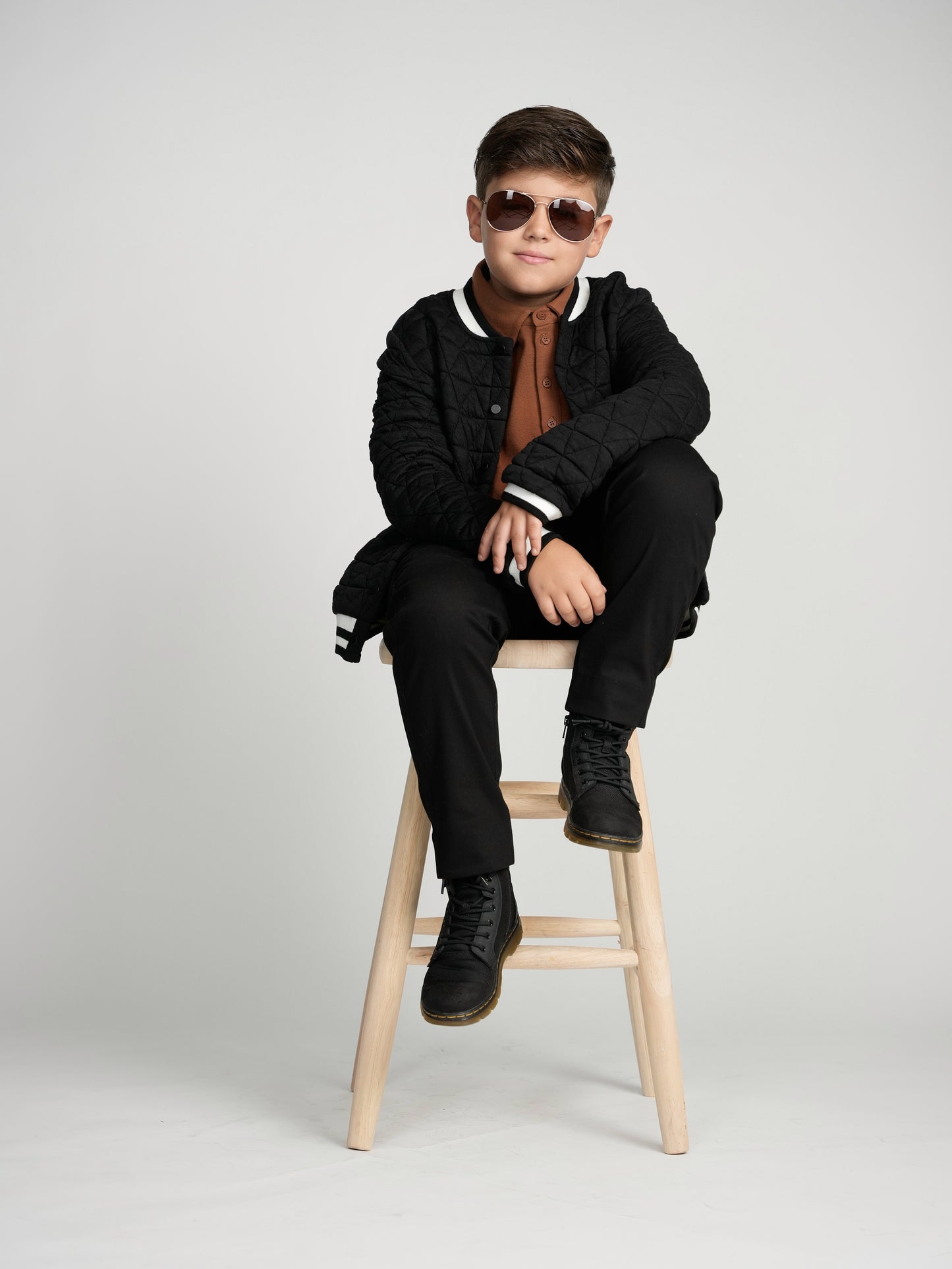 Black Varsity Bomber Husky Boys