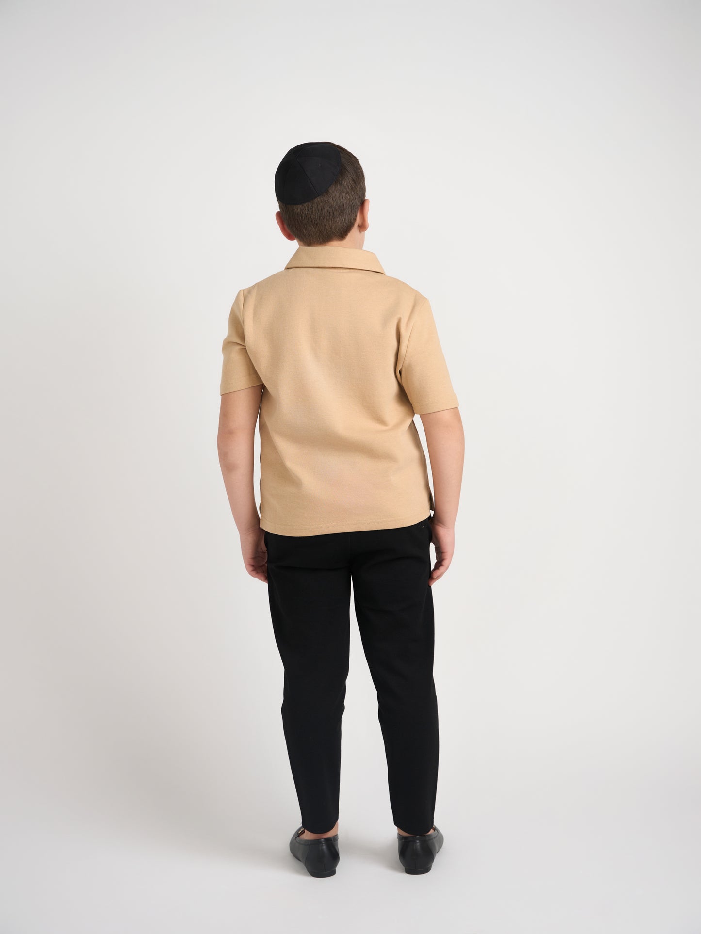 Camel Polo With Brown Leather Trim Husky Boys