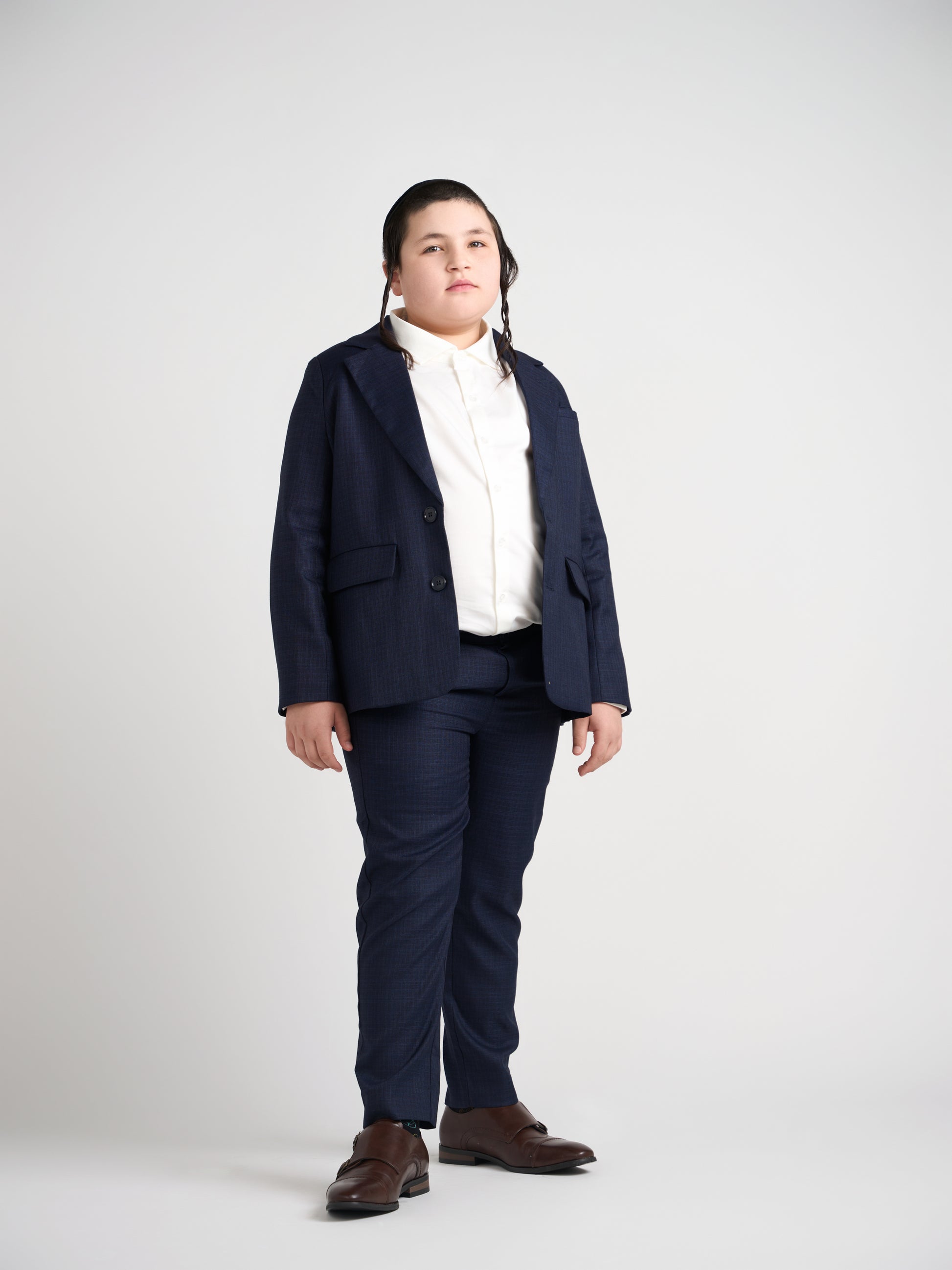 Dark Navy Plaid Dress Pants Husky Boys