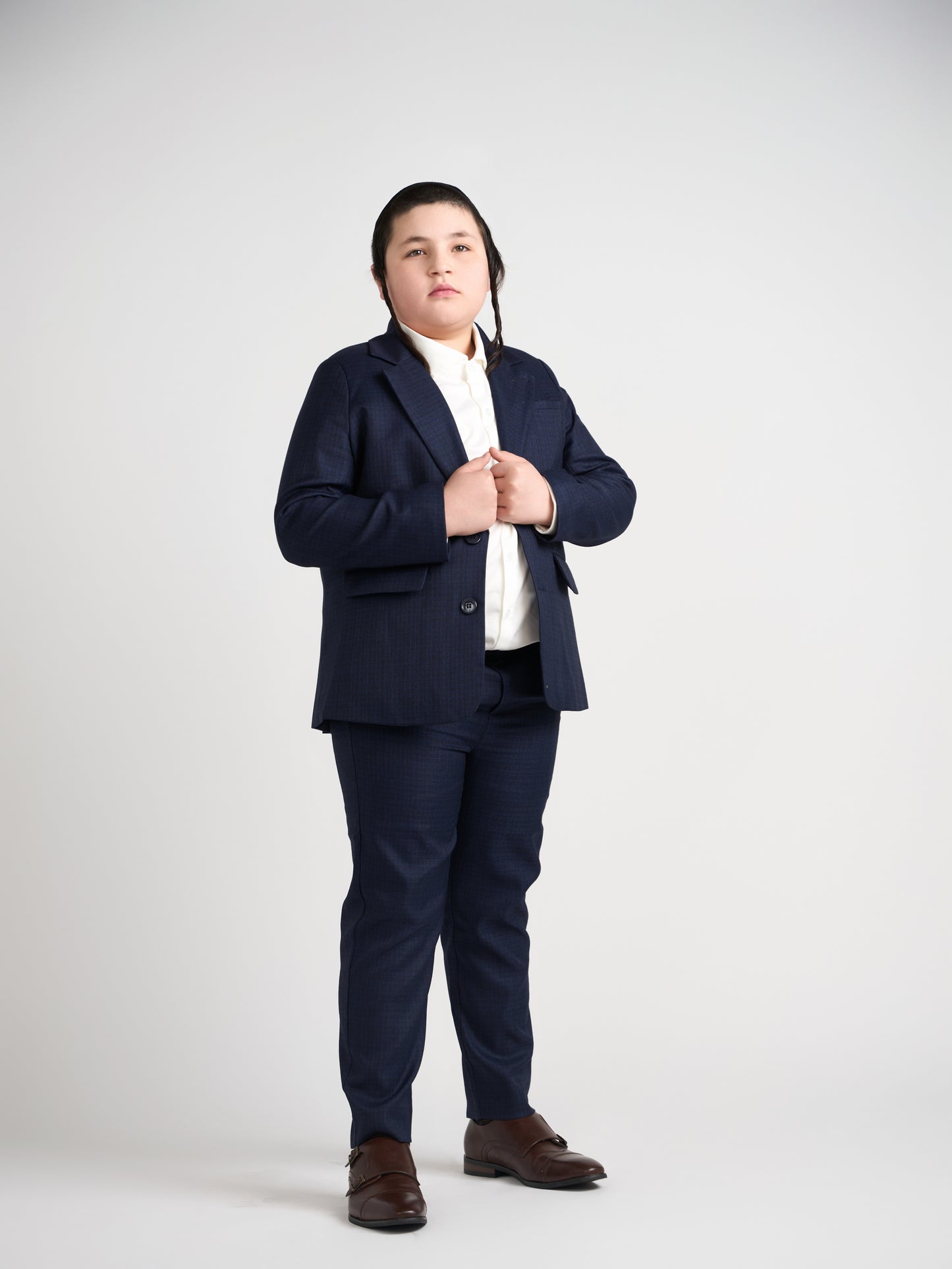 Dark Navy Plaid Dress Pants Husky Boys