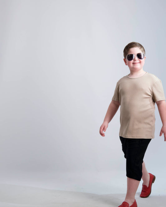 Almond Ribbed Crewneck