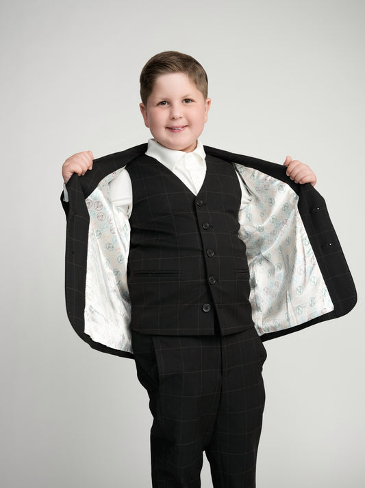 Black Windowpane Dress Vest