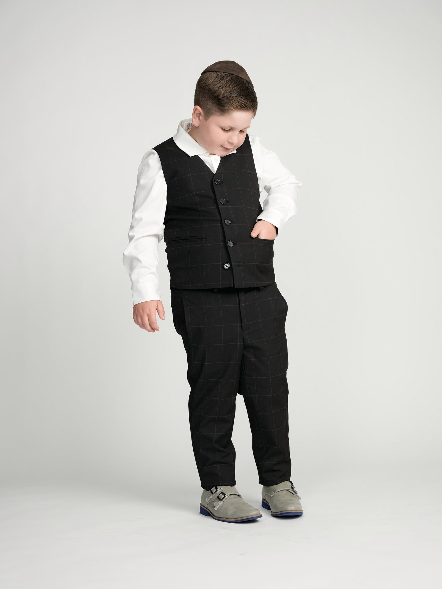 Black Windowpane Dress Vest