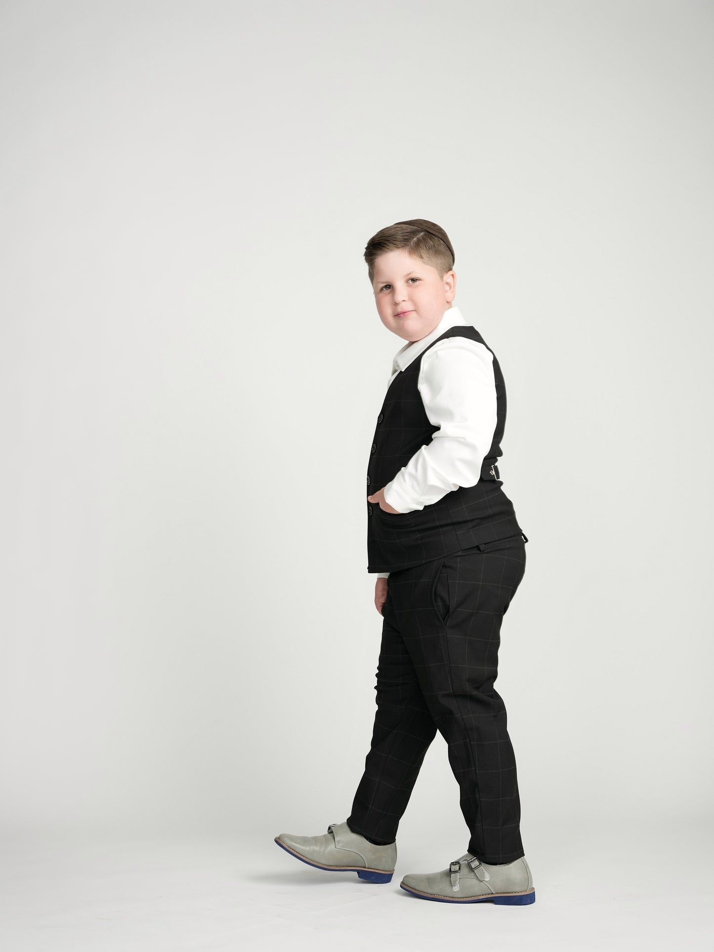 Black Windowpane Dress Vest