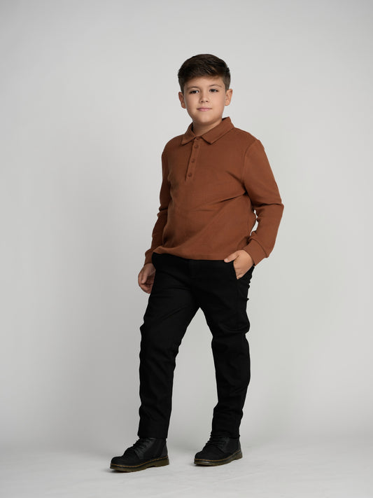 Black Casual Pants With Double Belt Loop