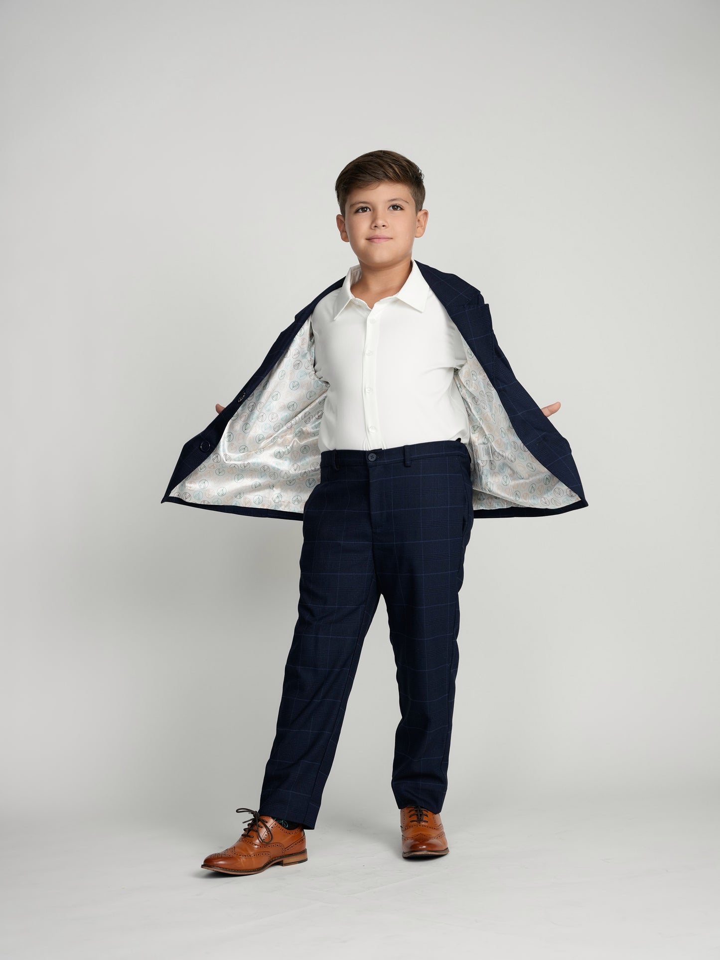 Navy Plaid Windowpane Dress Blazer