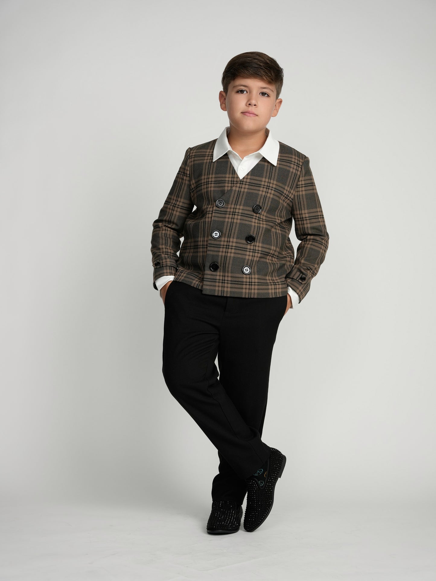Plaid Double Breasted Dress Blazer