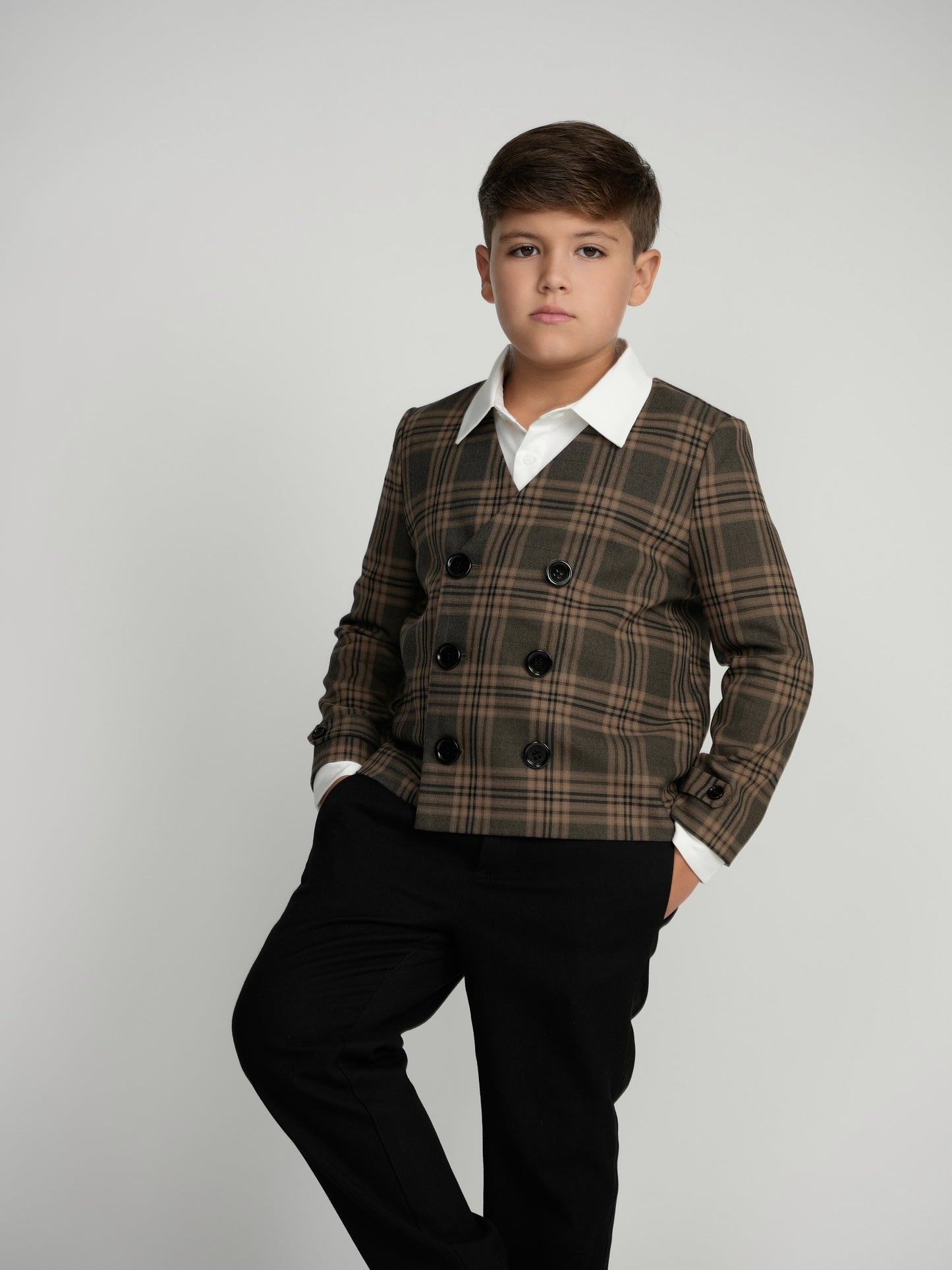 Plaid Double Breasted Dress Blazer