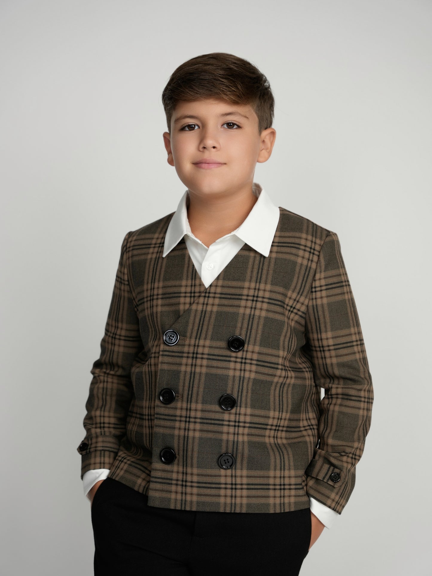 Plaid Double Breasted Dress Blazer