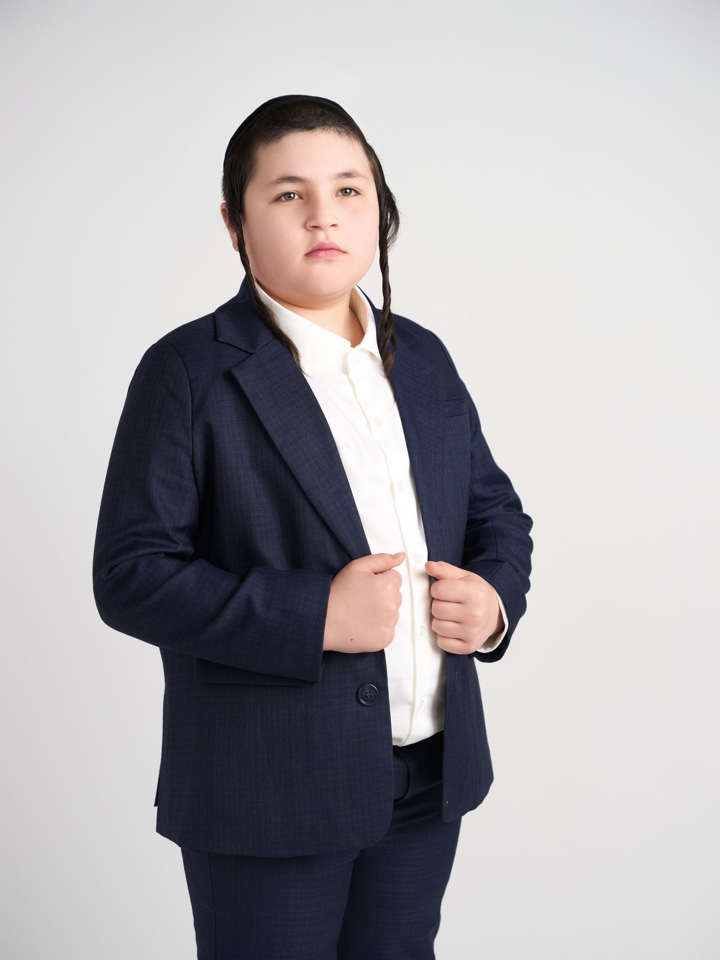 Dark Navy Plaid Dress Blazer