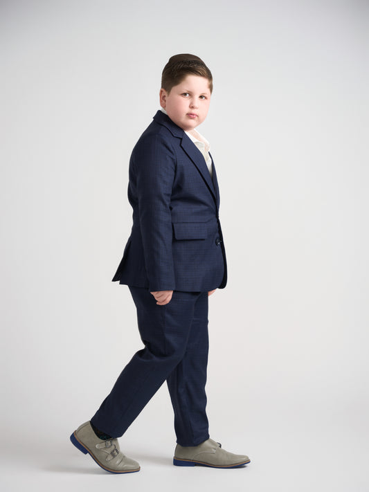 Dark Navy Plaid Dress Blazer