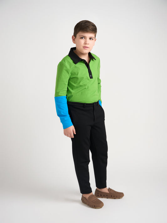 Black Stretch Pants With Double Belt Loop