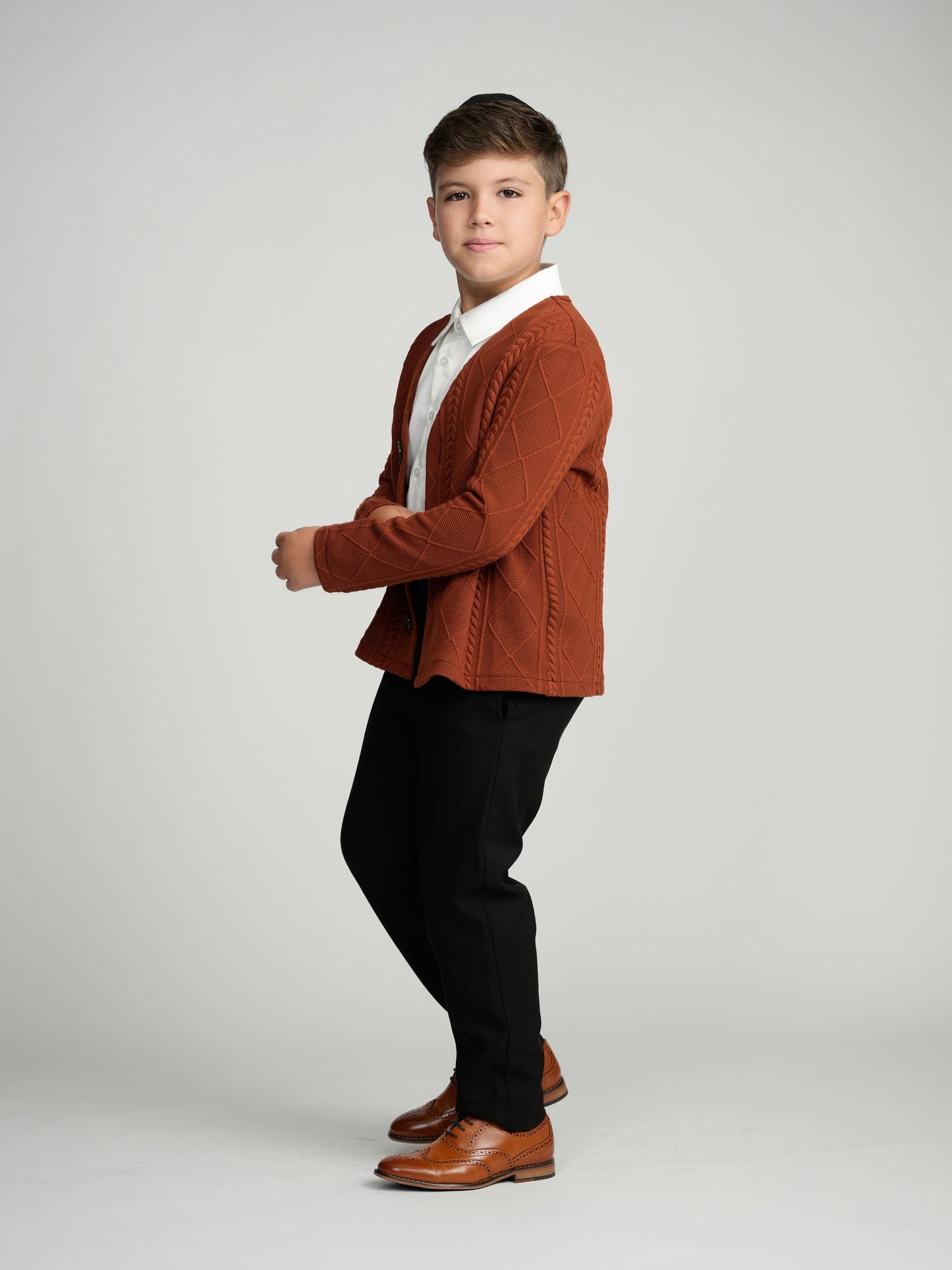 Rust Chunky Knit Cardigan