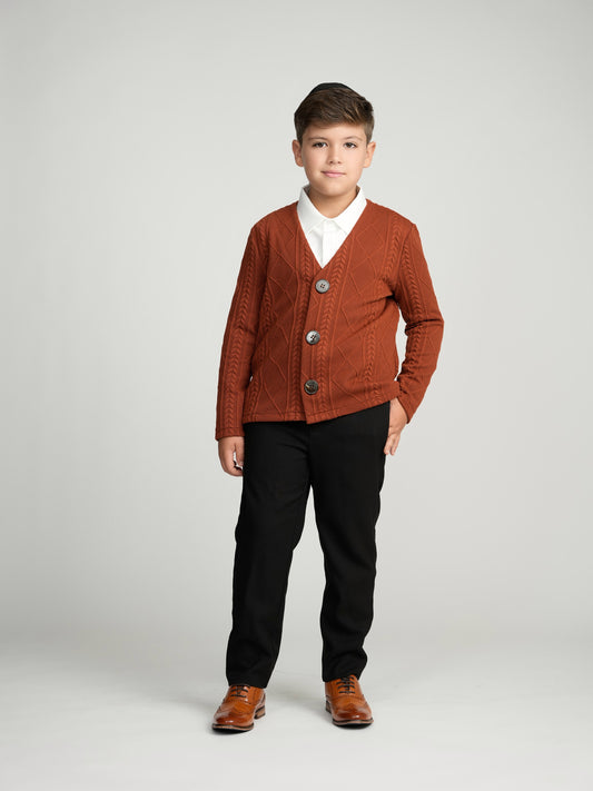 Rust Chunky Knit Cardigan