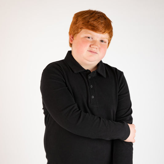 Black Solid Polo (Long Sleeve)