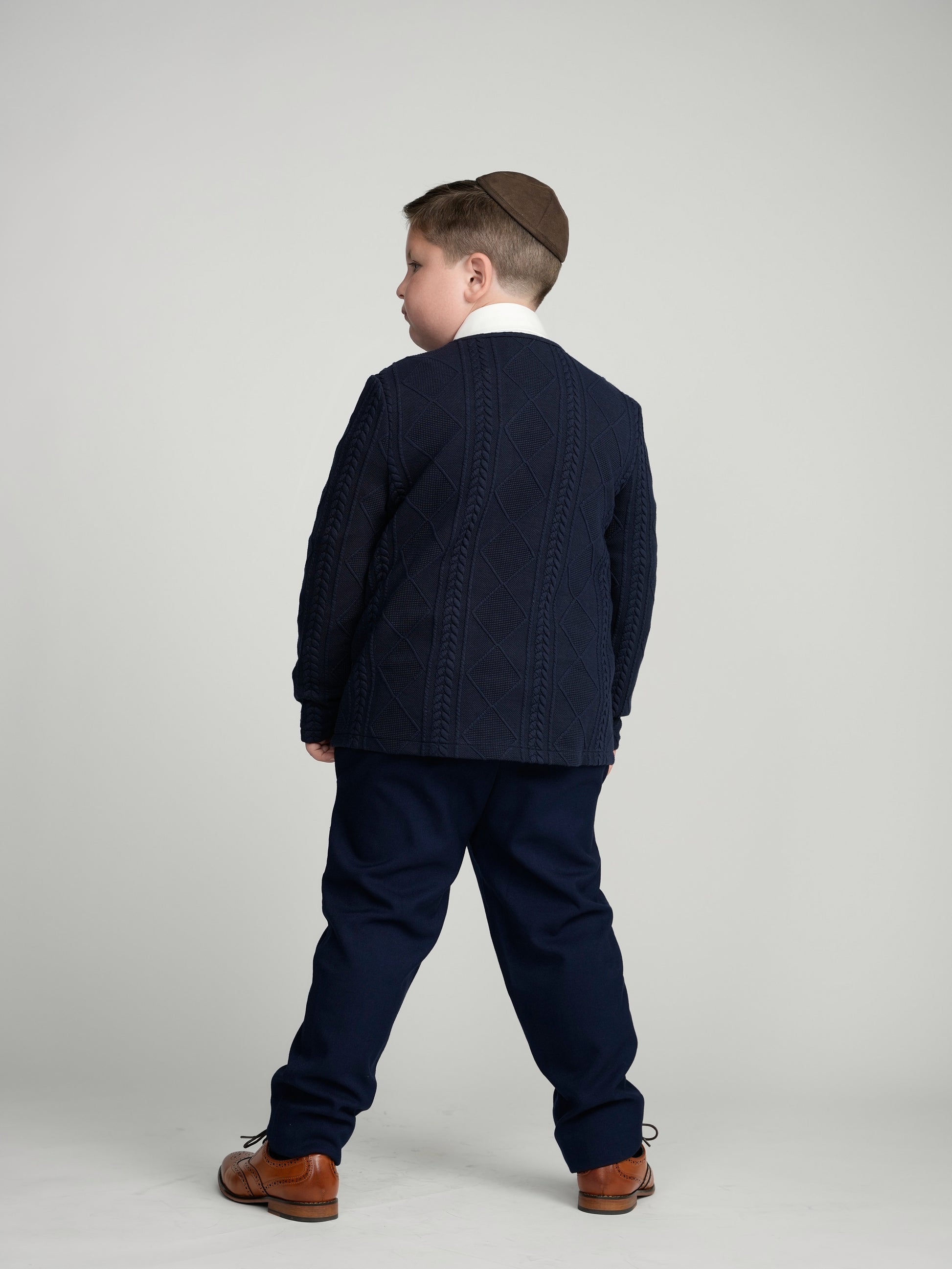 Navy Chunky Knit Cardigan Husky Boys
