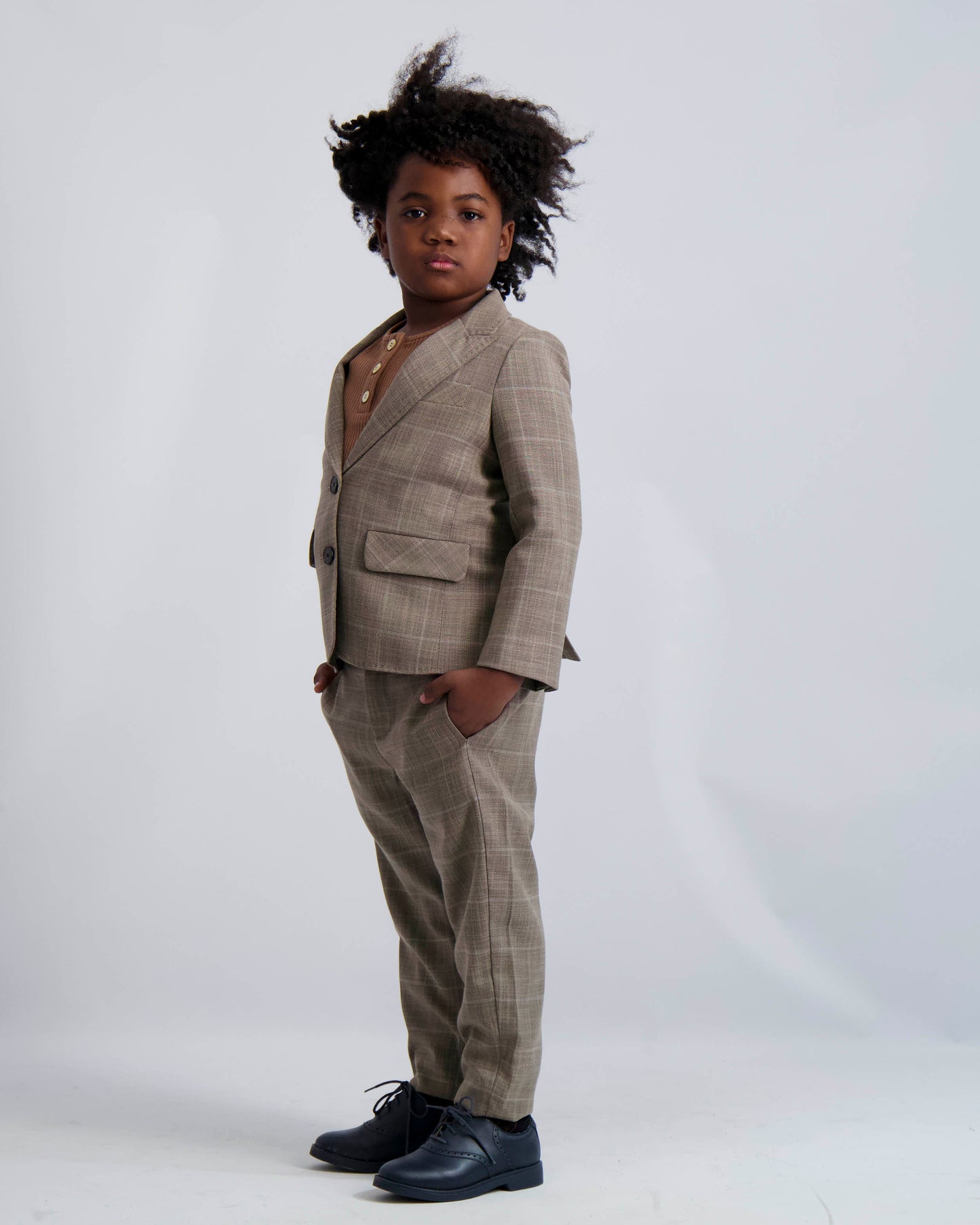 Camel Windowpane Dress Blazer