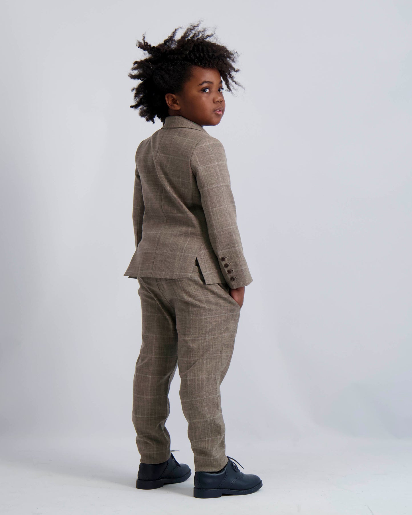 Camel Windowpane Dress Blazer