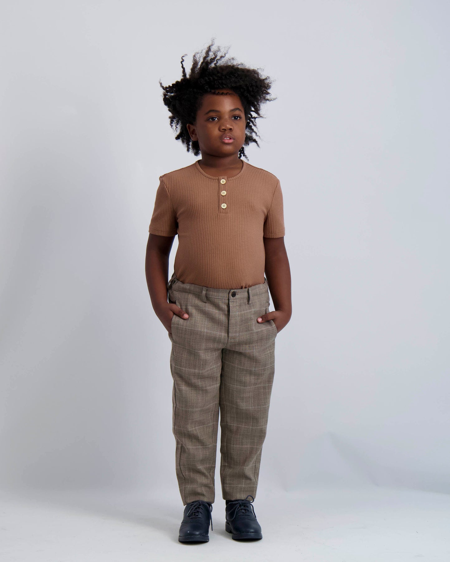 Gingerbread Ribbed Button Top