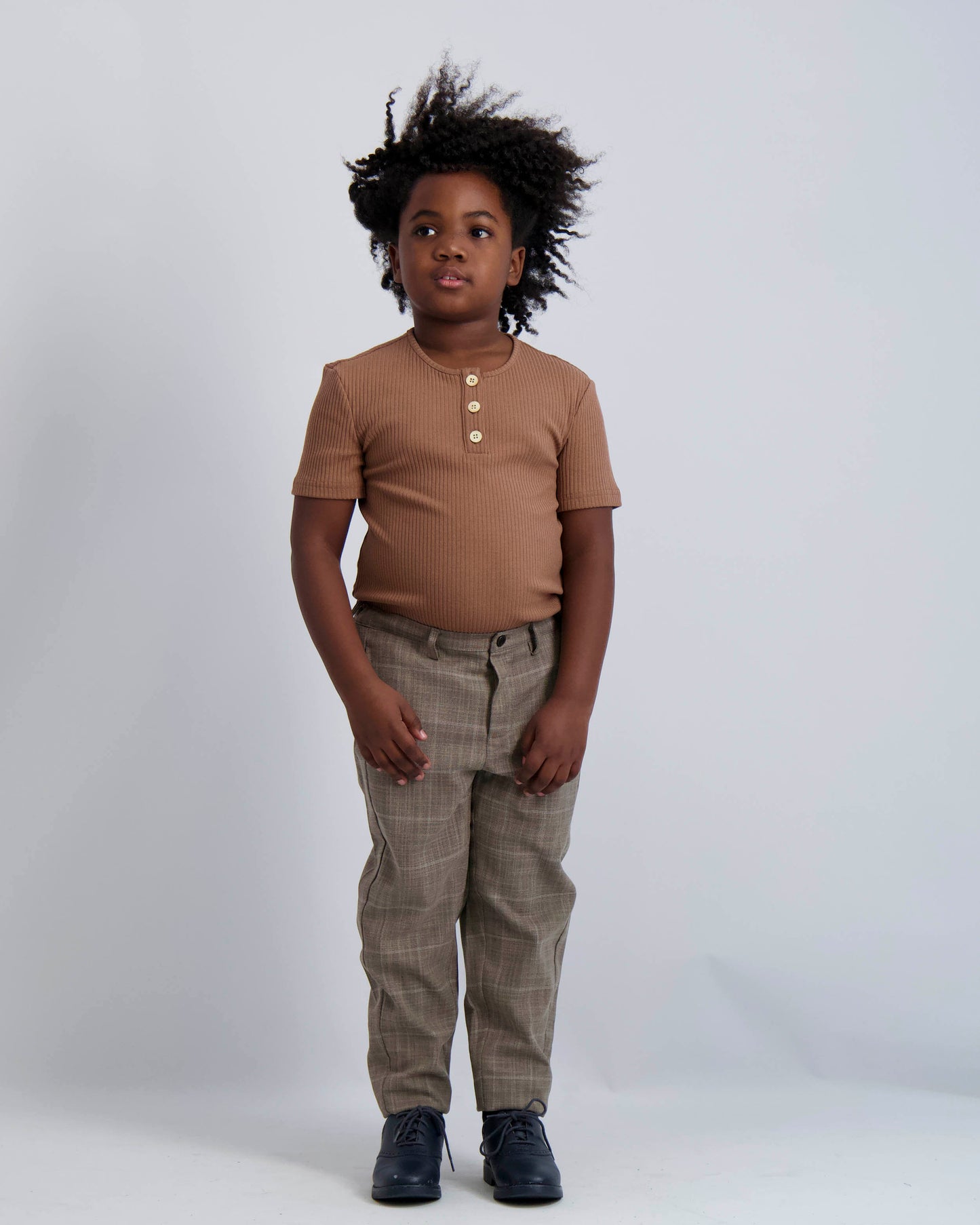 Gingerbread Ribbed Button Top