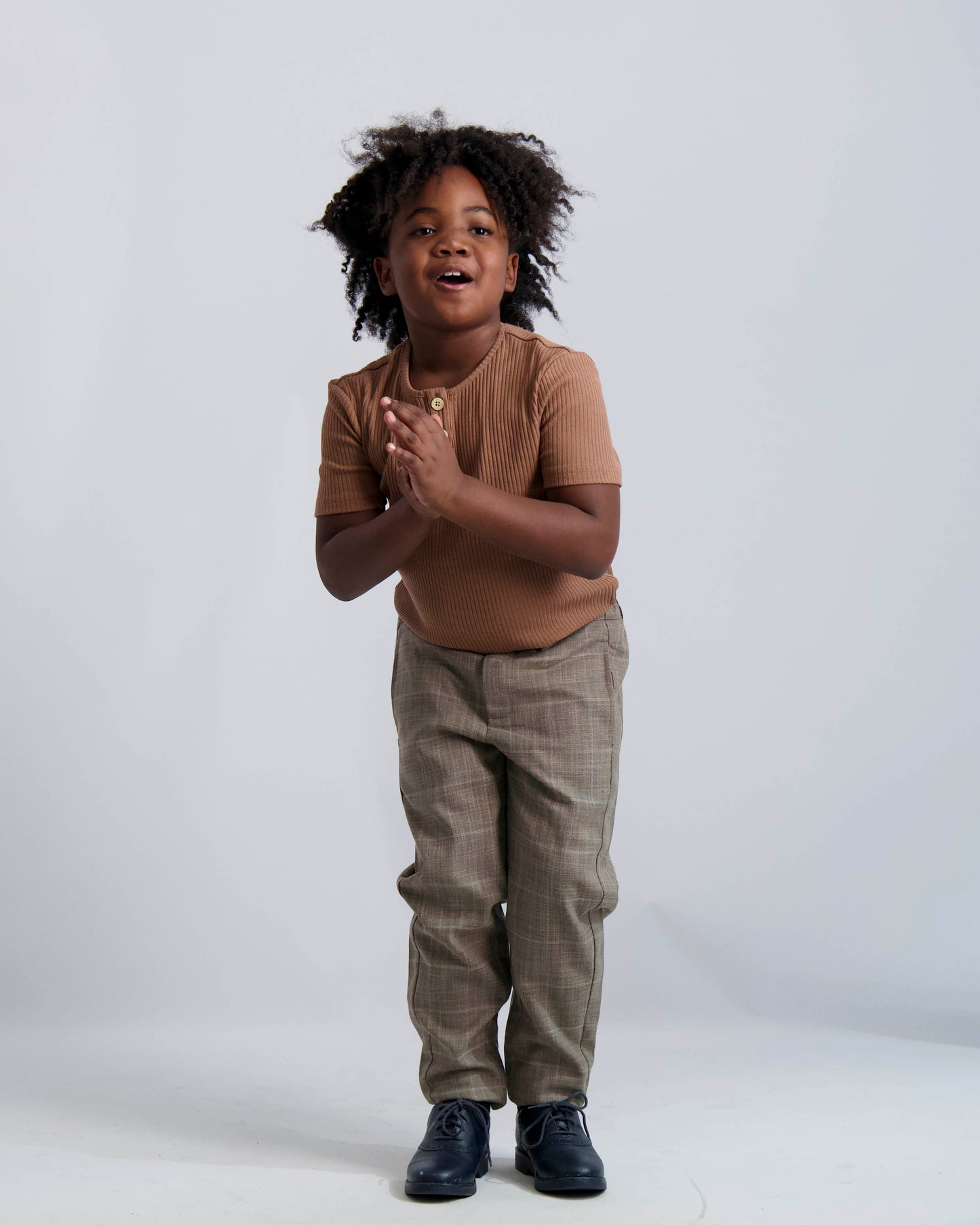 Gingerbread Ribbed Button Top