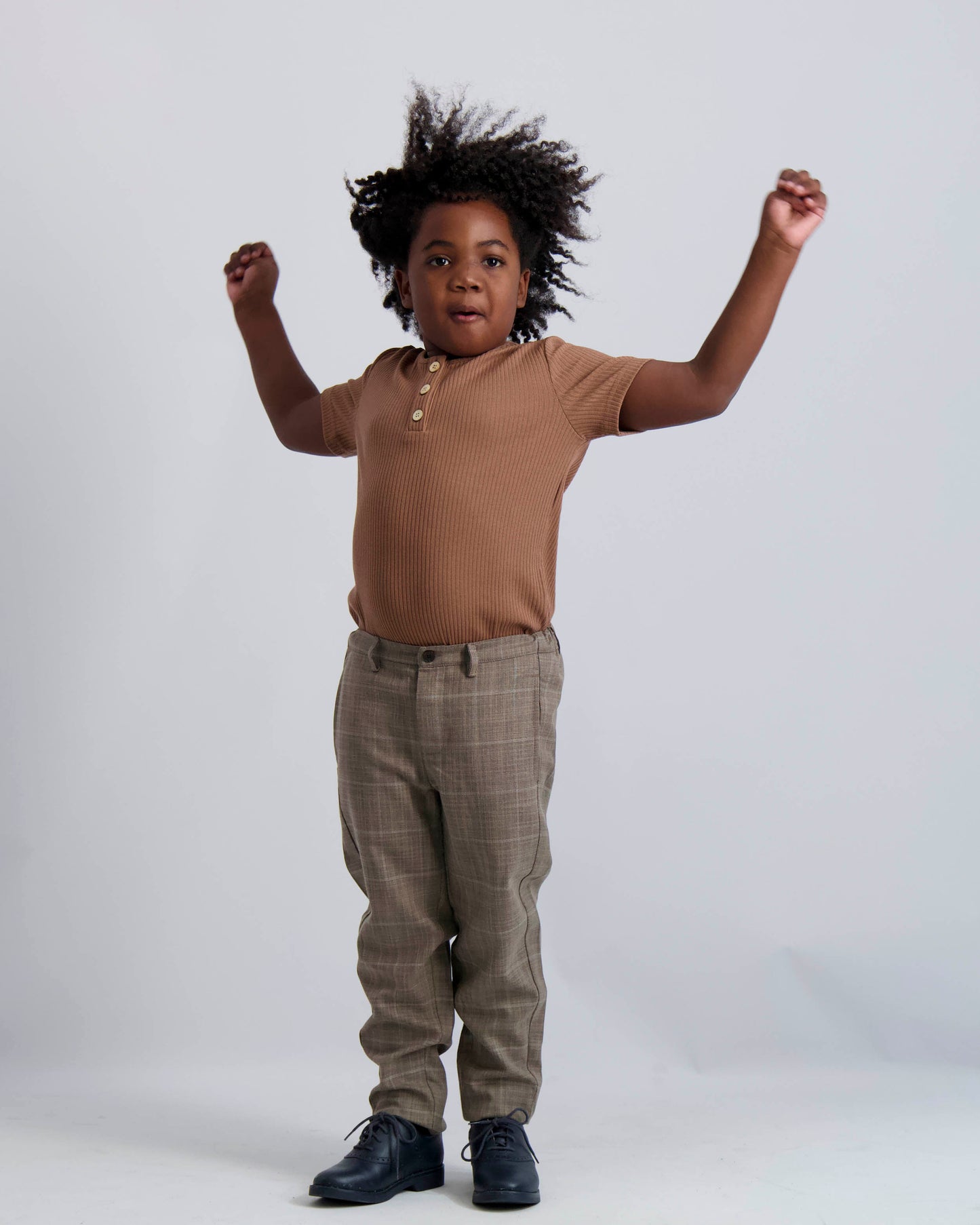 Gingerbread Ribbed Button Top
