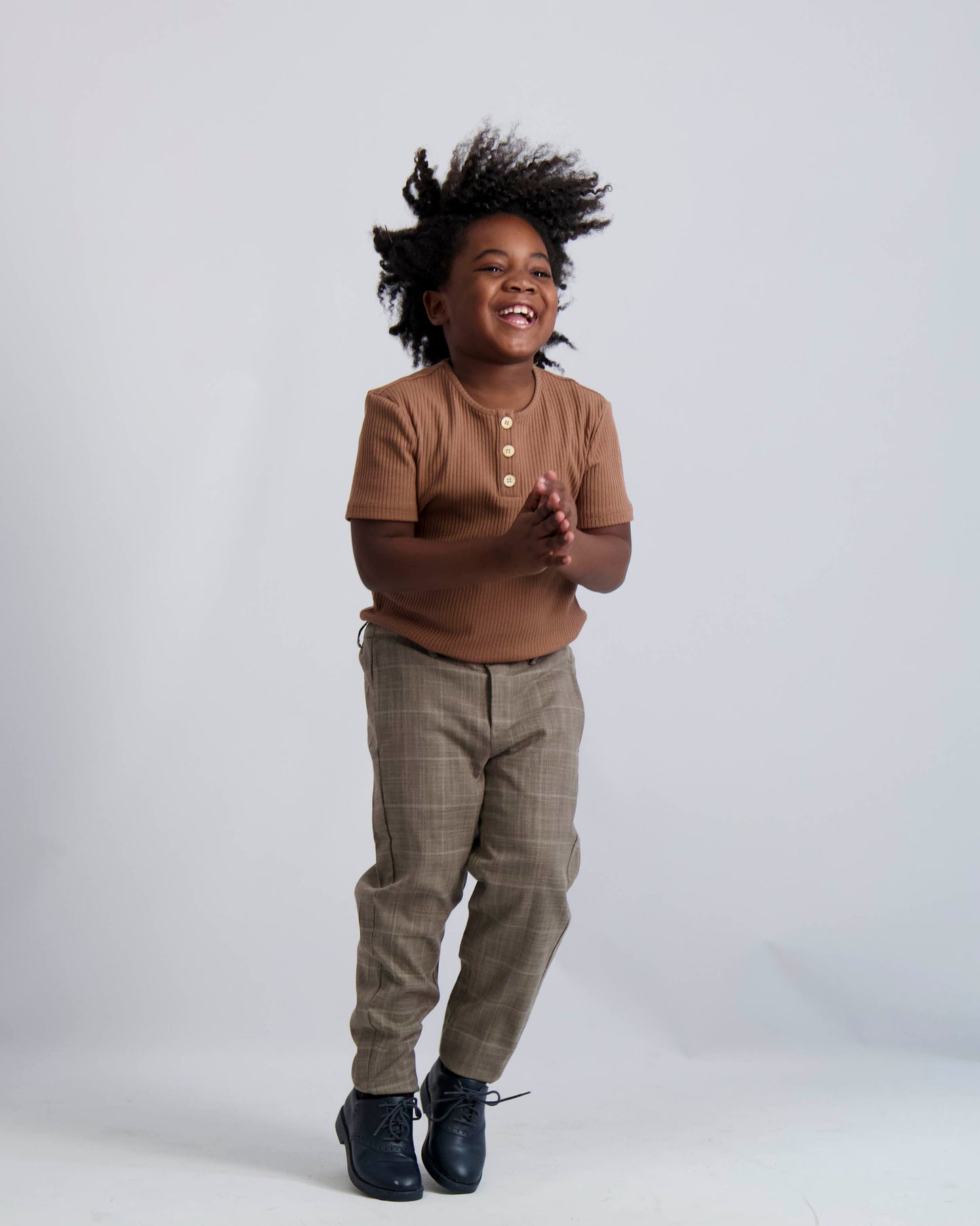 Gingerbread Ribbed Button Top