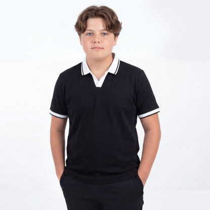 Black Johnny Collar Polo