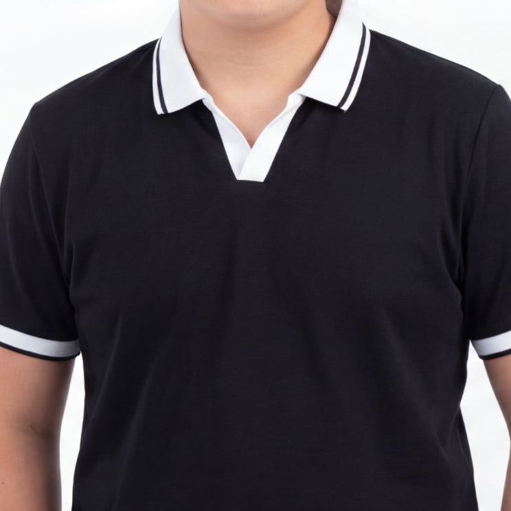 Black Johnny Collar Polo