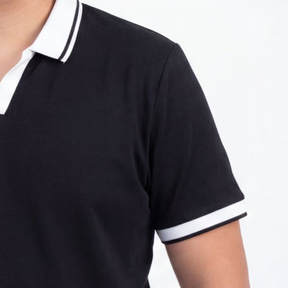 Black Johnny Collar Polo