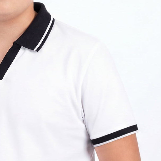 White Johnny Collar Polo