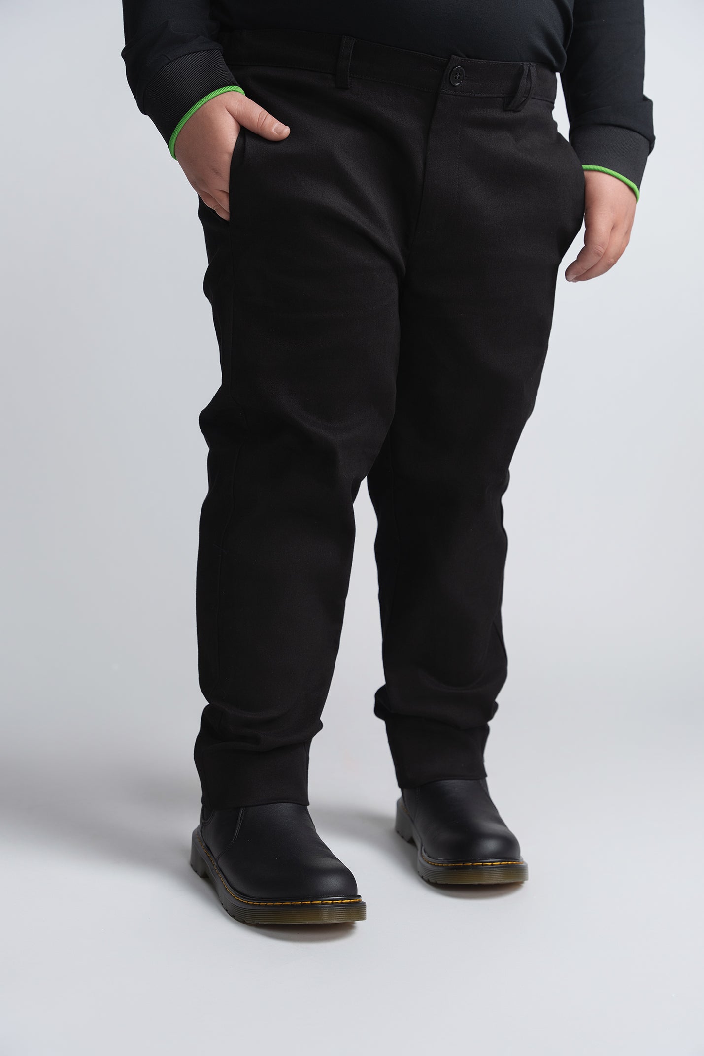 Black Cotton Chino Pants Husky Boys