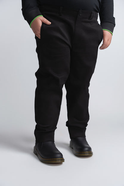 Black Cotton Chino Pants Husky Boys