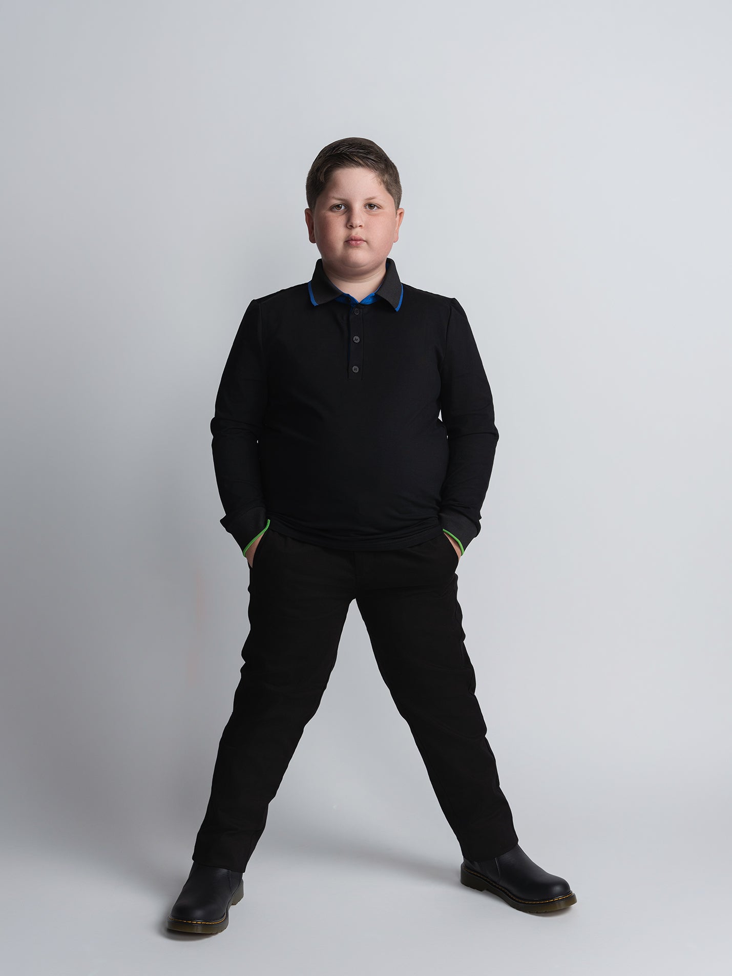 Black Cotton Chino Pants Husky Boys