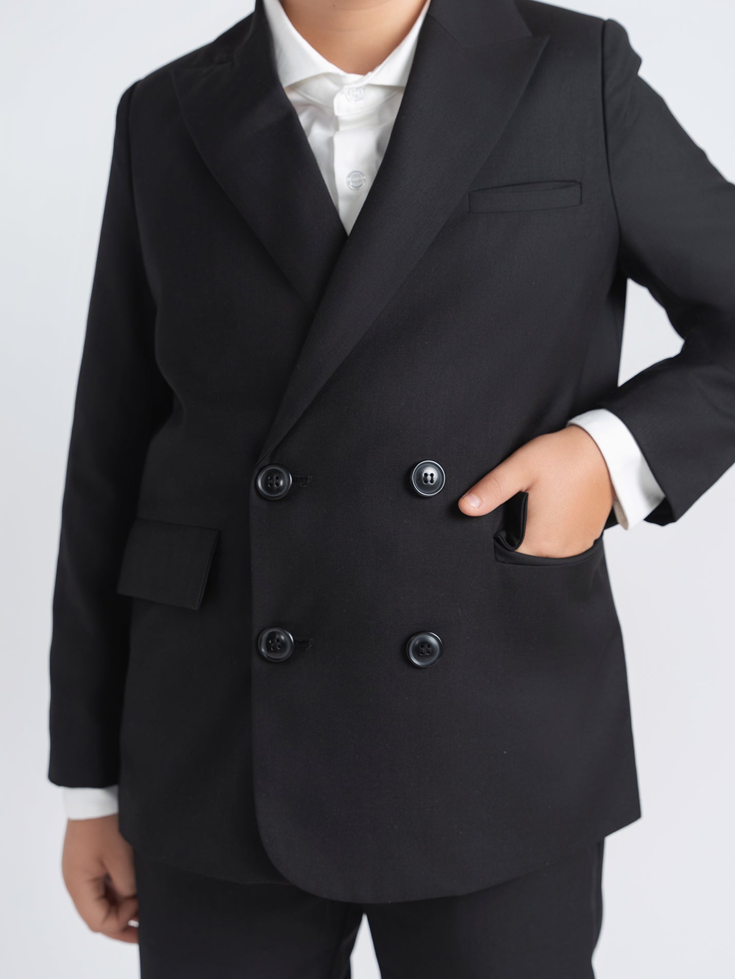 Black Double Breasted Dress Blazer Husky Boys